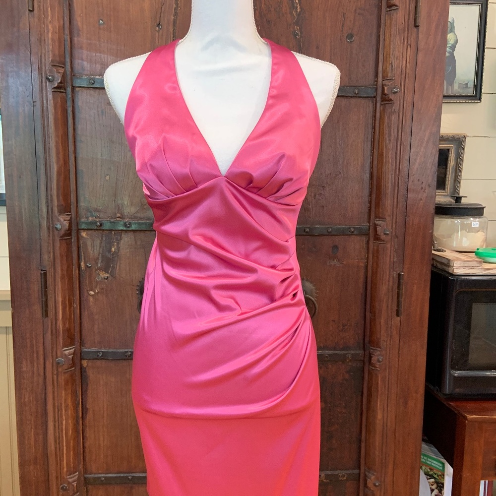 Sexy Hot Pink Halter Dress